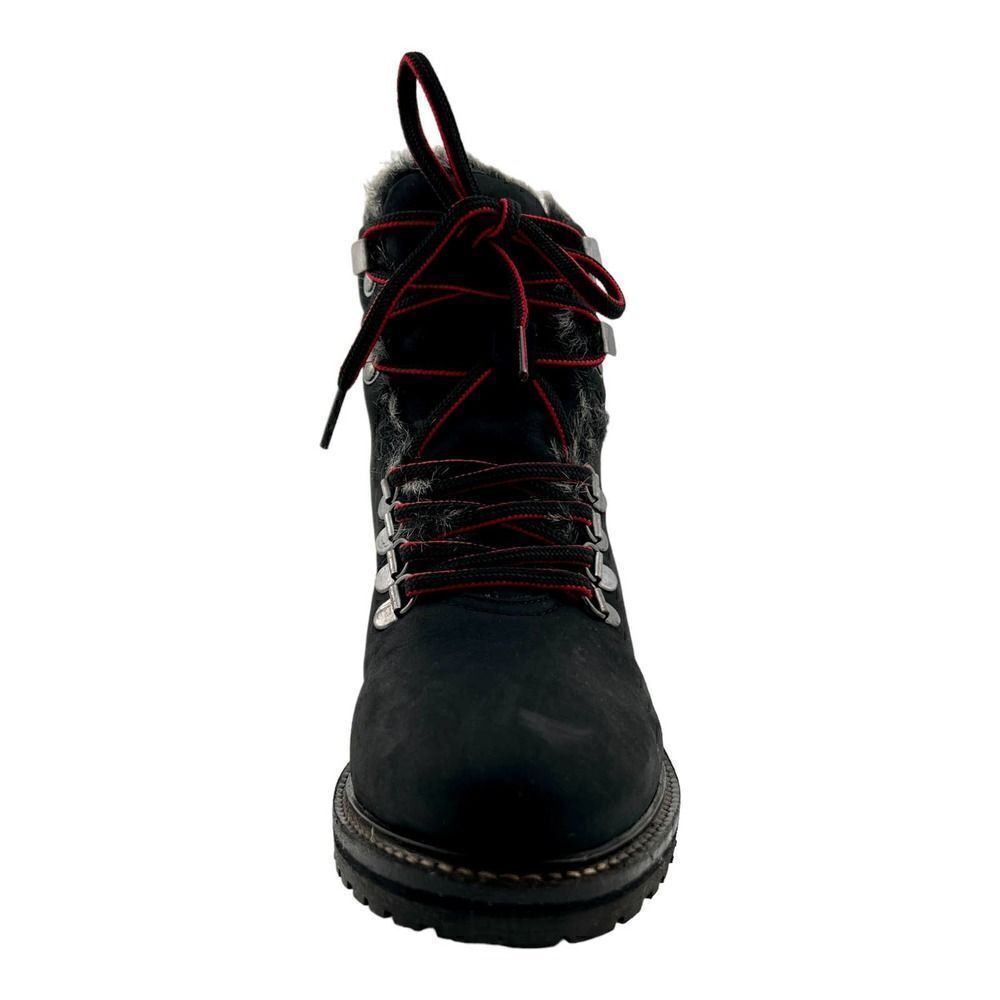 New Joules Ashwood Women US 5 Black Leather Faux Fur Warm Lace-Up Ankle Boots - Picture 5 of 13